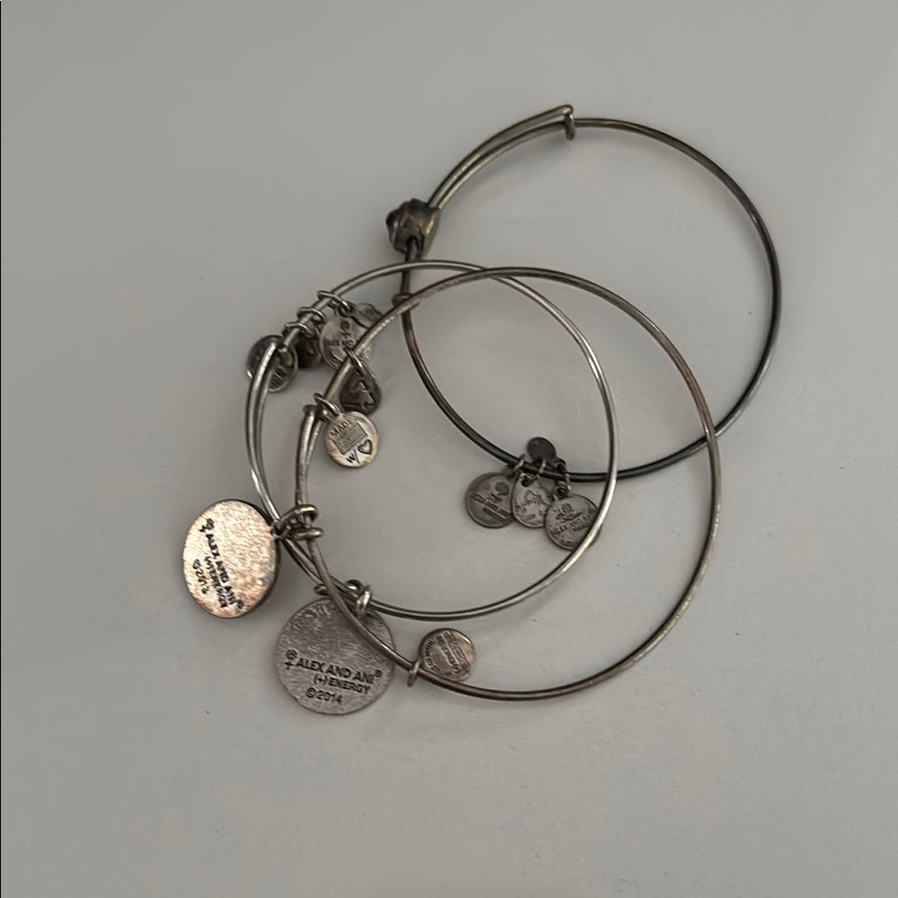 Alex and Ani Silver Charm Bracelet Trio